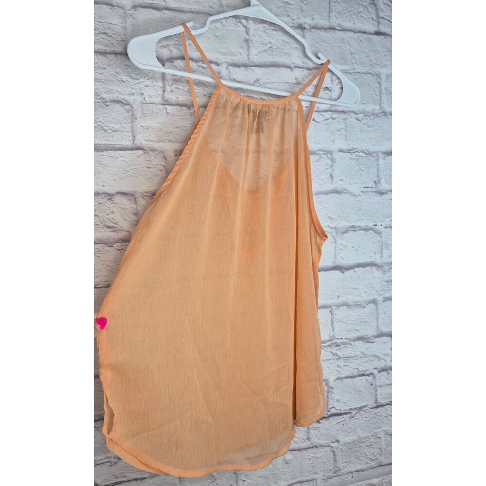 Vintage Y2K Wet Seal Beaded Sequin Halter Tank Top Sheer Orange fairycore - Picture 9 of 9